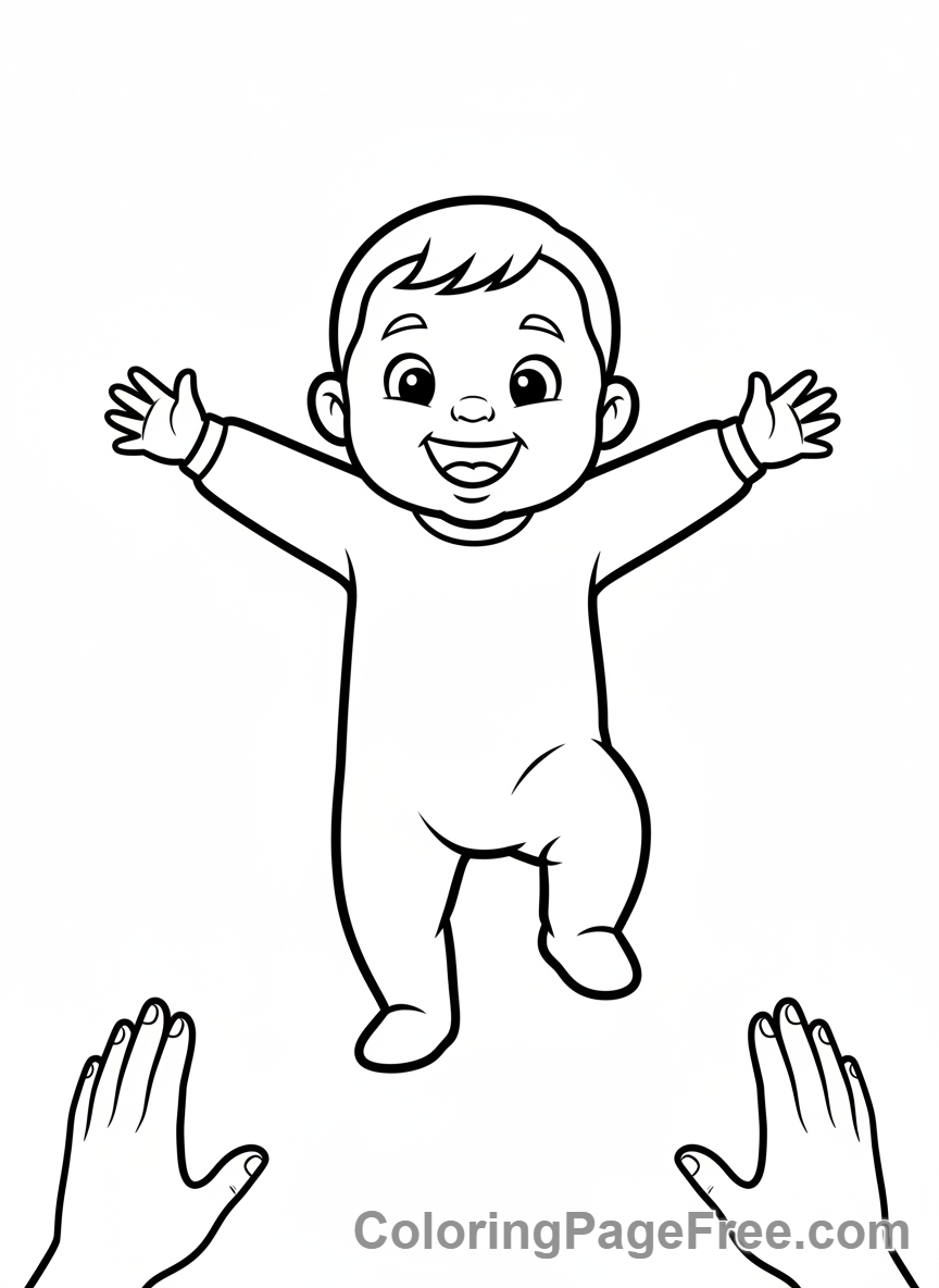 Toddlers coloring page - Toddler first steps