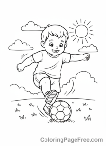 Toddlers coloring page - Toddler kicking ball