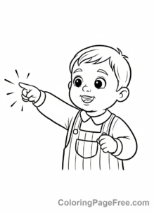 Toddlers coloring page - Toddler pointing excitedly