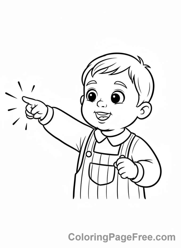Toddlers coloring page - Toddler pointing excitedly
