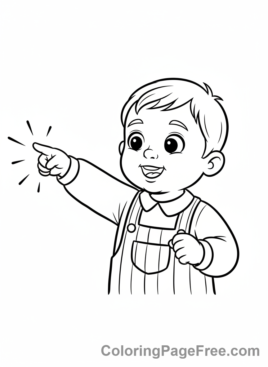 Toddlers coloring page - Toddler pointing excitedly