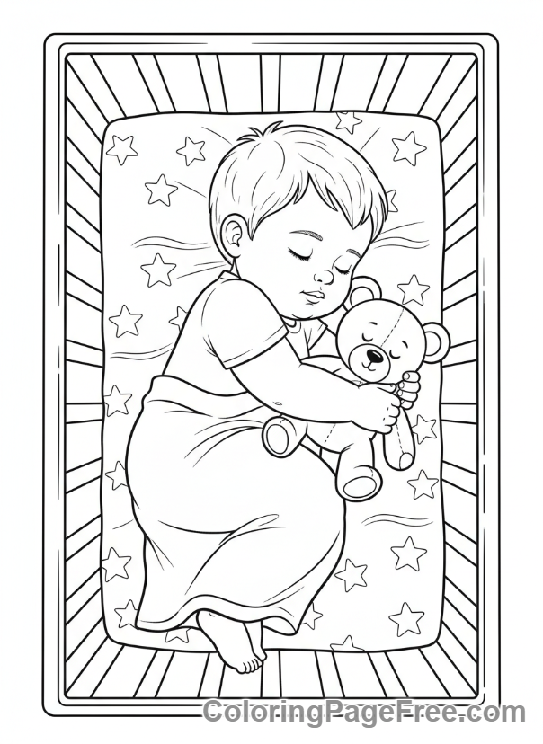 Toddlers coloring page - Toddler sleeping peacefully