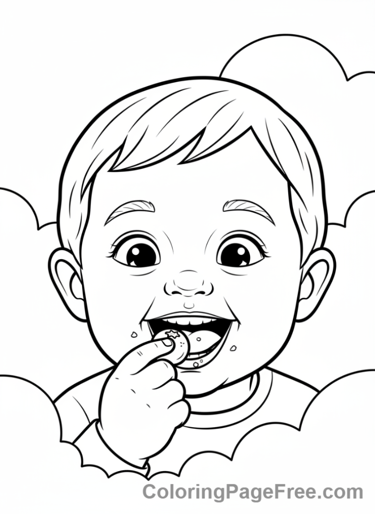 Toddlers coloring page - Toddler snack time