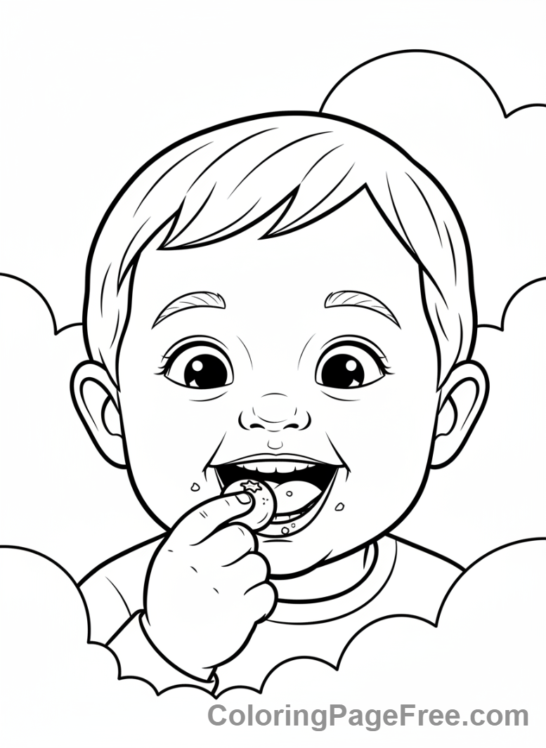 Toddlers coloring page - Toddler snack time