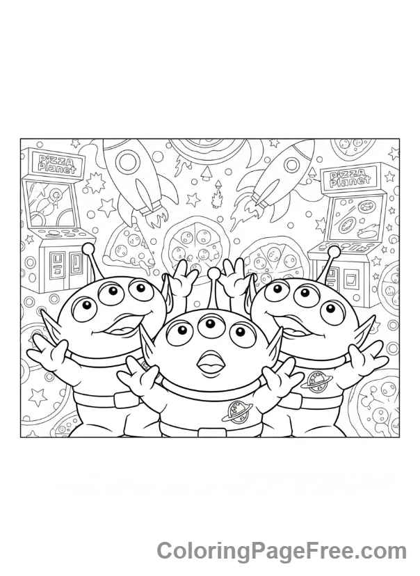 Toy Story coloring page - Alien Claw worship
