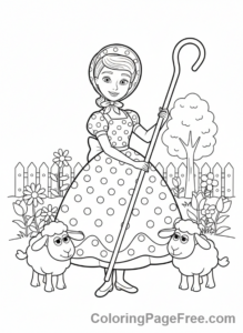 Toy Story coloring page - Bo Peep sheep staff