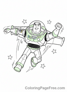 Toy Story coloring page - Buzz Lightyear flying action