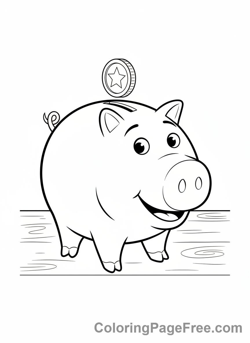 Toy Story coloring page - Hamm piggy bank