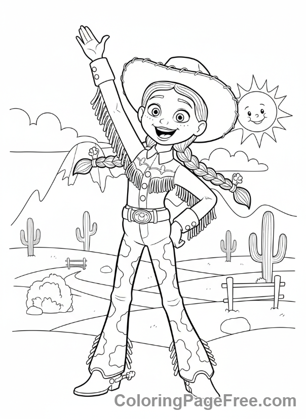 Toy Story coloring page - Jessie yodeling joyful