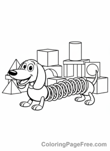 Toy Story coloring page - Slinky Dog stretching