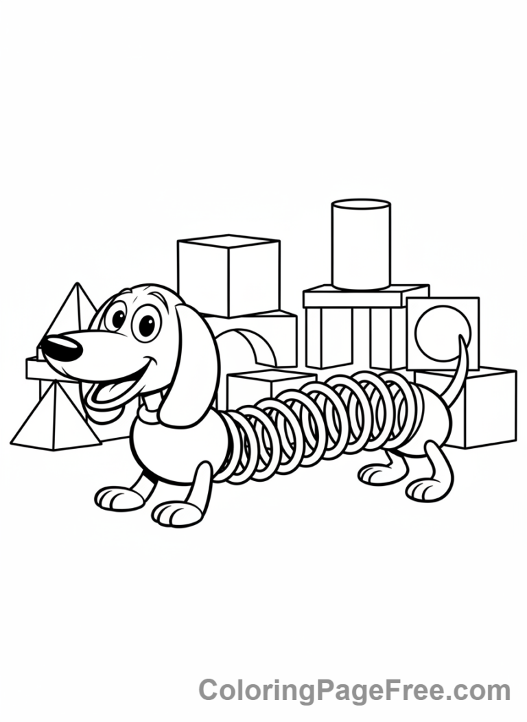 Toy Story coloring page - Slinky Dog stretching