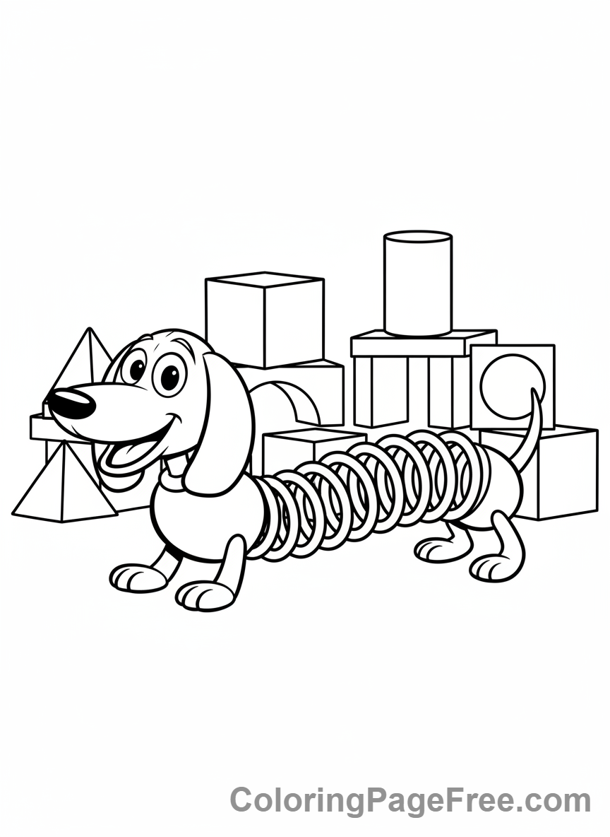 Toy Story coloring page - Slinky Dog stretching