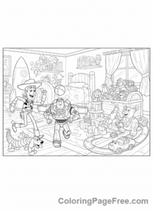 Toy Story coloring page - Toys playing together