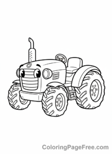 Tractor coloring page - Friendly tractor simple