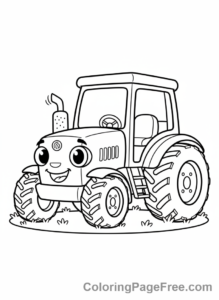 Tractor coloring page - Happy cartoon tractor