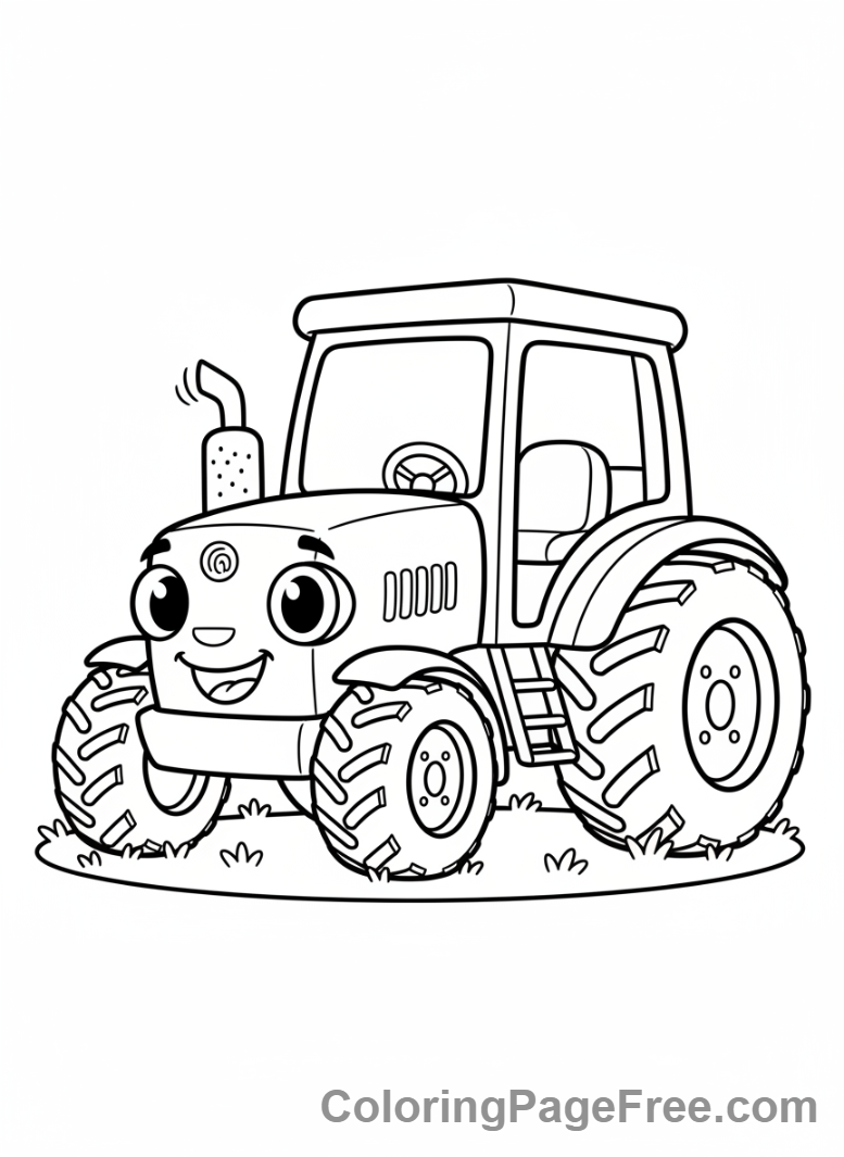 Tractor coloring page - Happy cartoon tractor