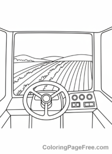 Tractor coloring page - Tractor cabin interior