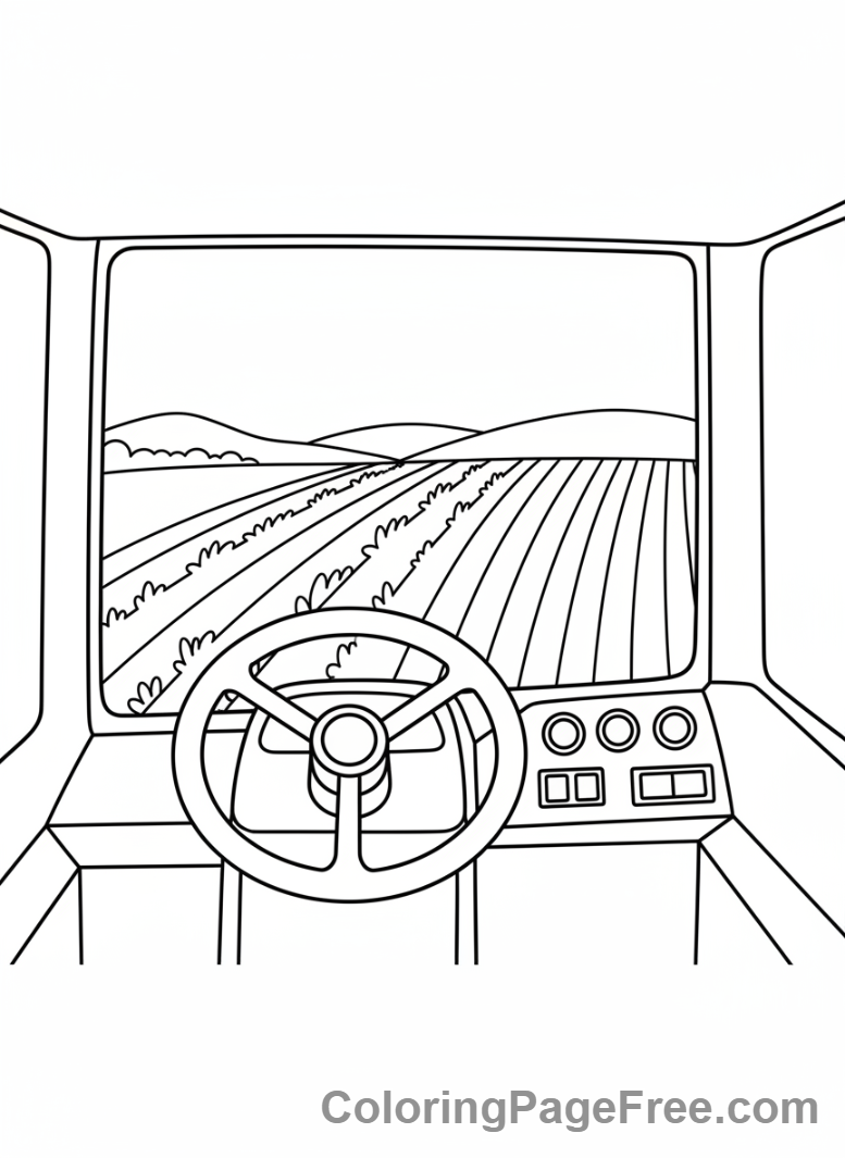 Tractor coloring page - Tractor cabin interior