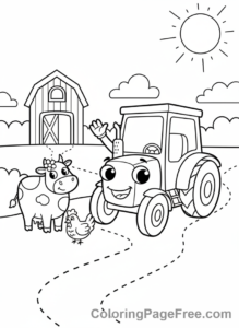 Tractor coloring page - Tractor farm animals
