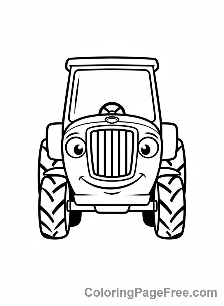 Tractor coloring page - Tractor front view