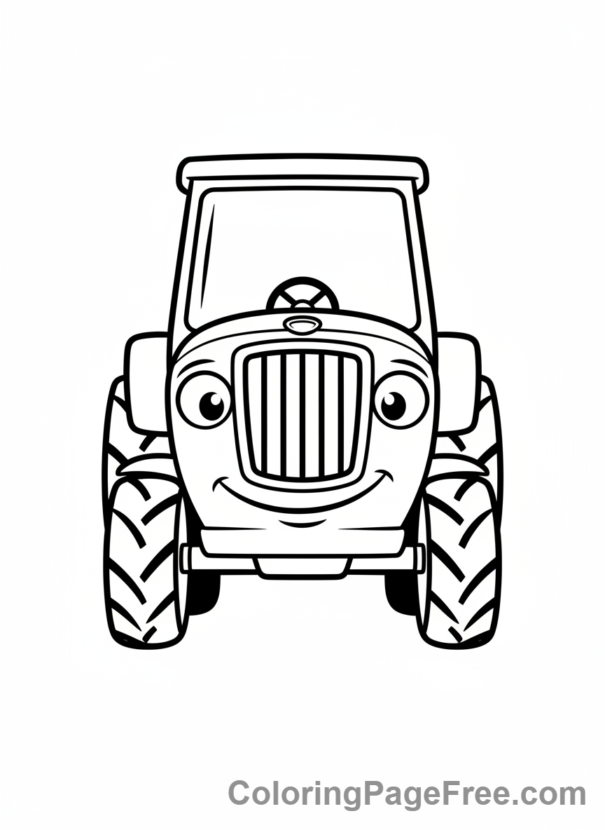Tractor coloring page - Tractor front view