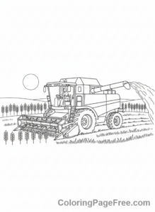 Tractor coloring page - Tractor harvesting crops