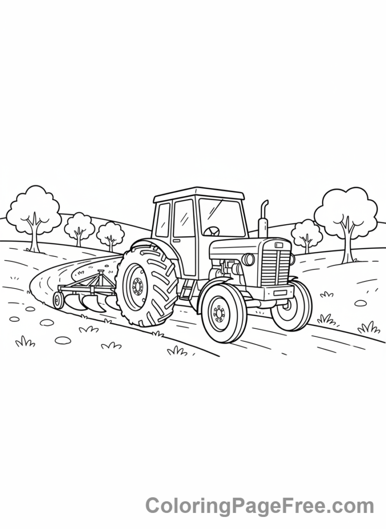 Tractor coloring page - Tractor on road