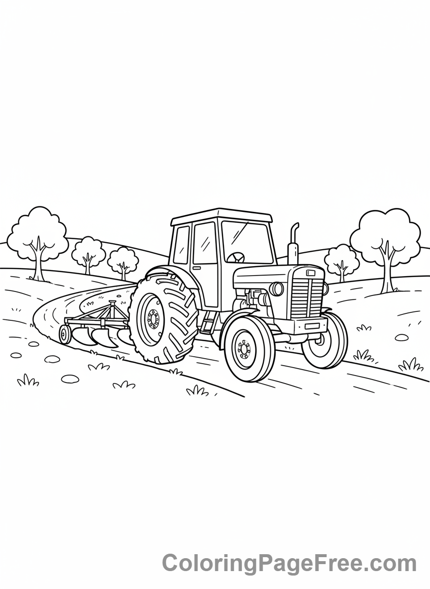 Tractor coloring page - Tractor on road