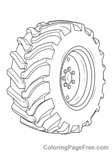 Tractor coloring page - Tractor wheel close-up