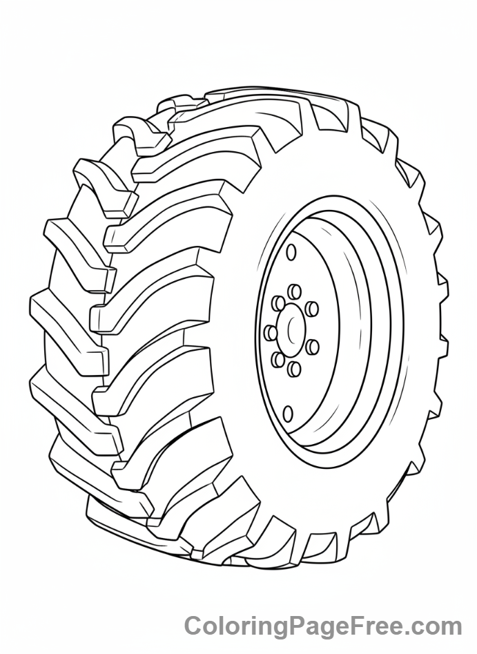 Tractor coloring page - Tractor wheel close-up