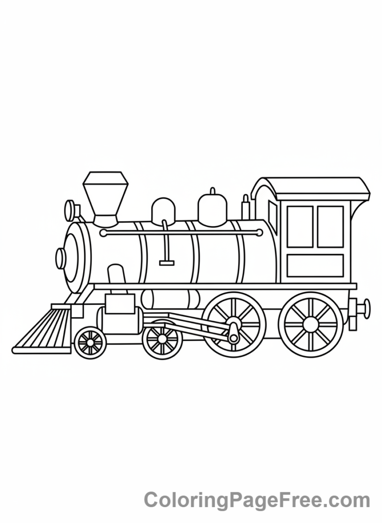 Train coloring page - Classic steam train