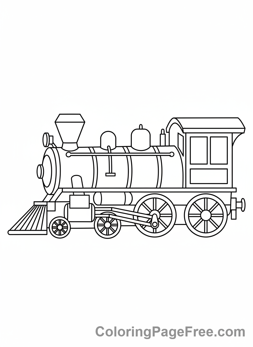 Classic Steam Train Coloring Page for Adults and Kids