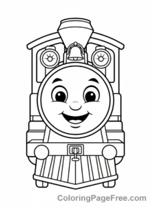 Train coloring page - Friendly train front