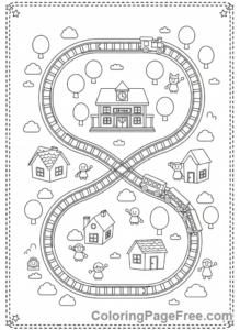 Train coloring page - Toy train set