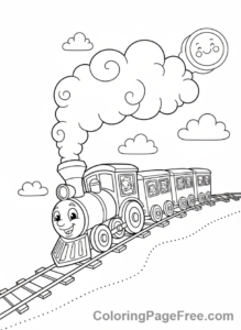 Train coloring page - Train chugging uphill