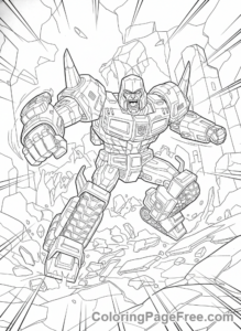 Transformers coloring page - Megatron transforming action