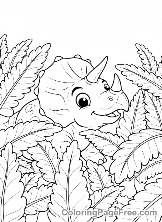 Triceratops coloring page - Curious Triceratops peeking