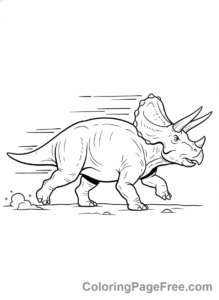 Triceratops coloring page - Triceratops charging run
