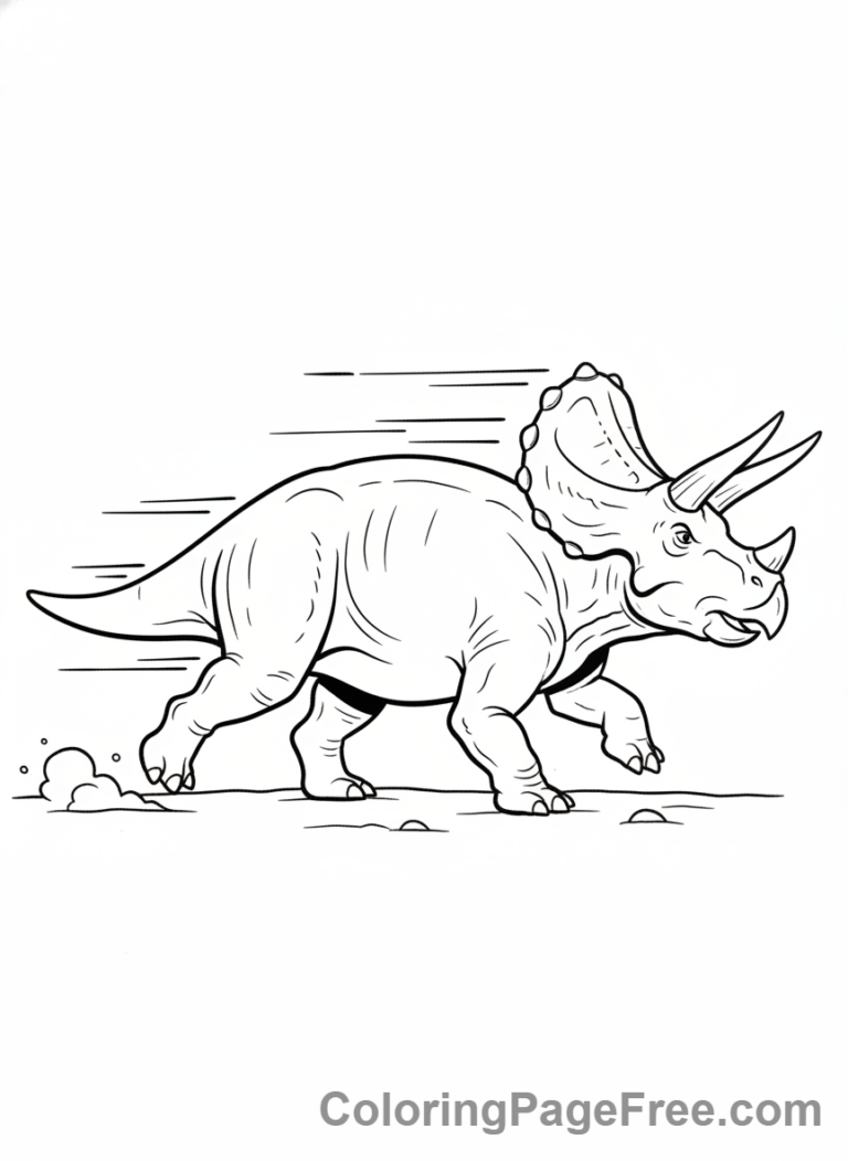 Triceratops coloring page - Triceratops charging run