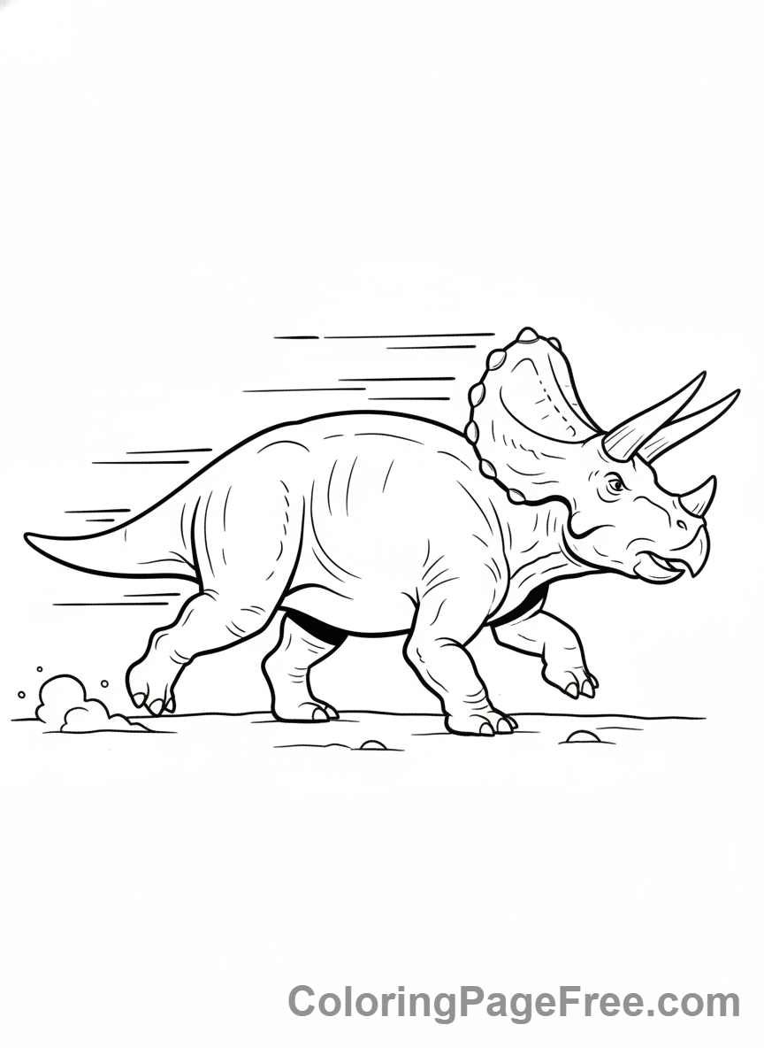 Triceratops coloring page - Triceratops charging run
