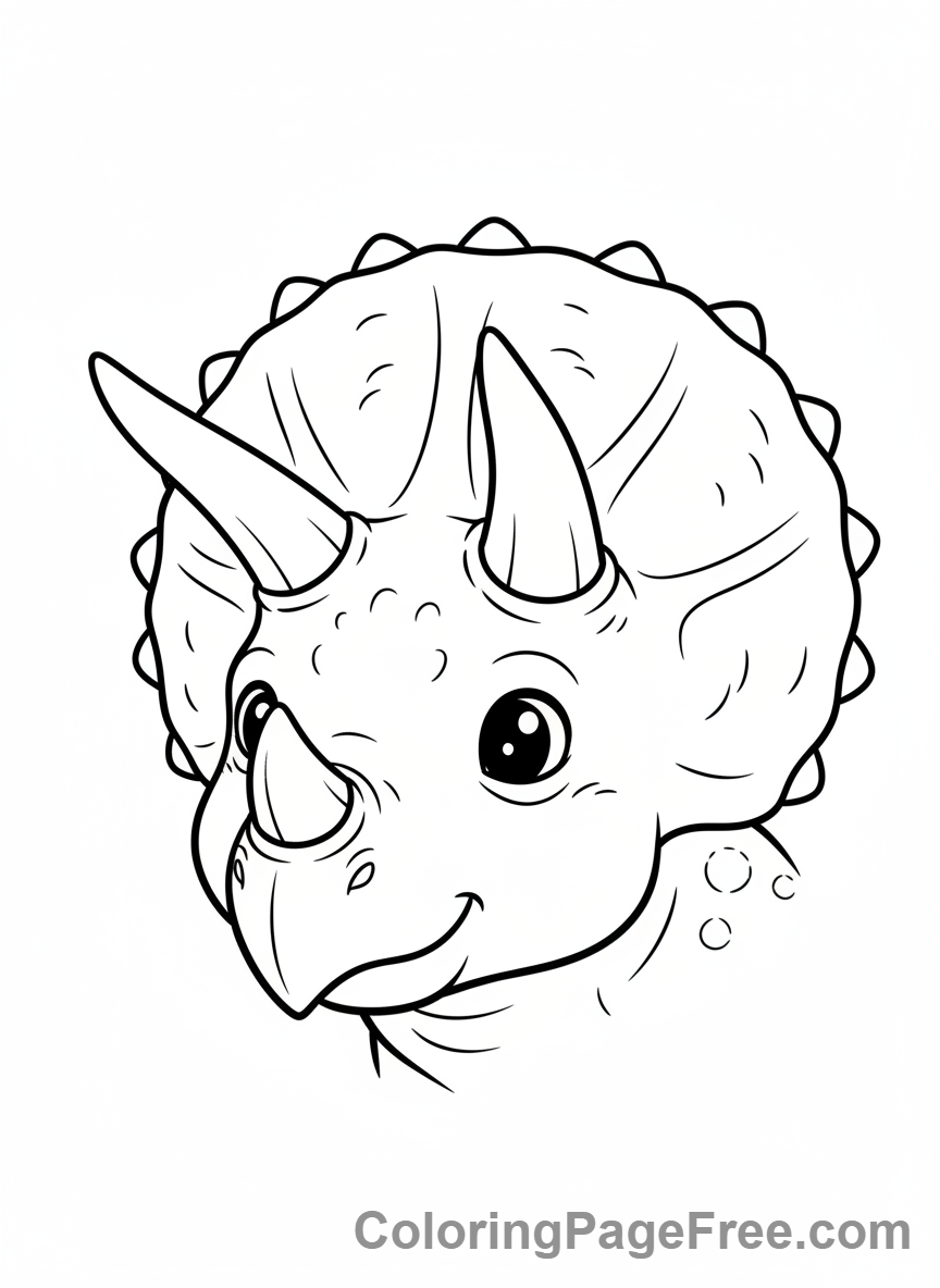 Triceratops coloring page - Triceratops head close-up