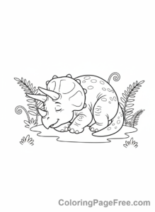 Triceratops coloring page - Triceratops sleeping peacefully
