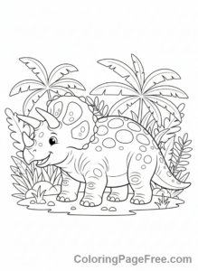 Triceratops coloring page - Triceratops standing tall