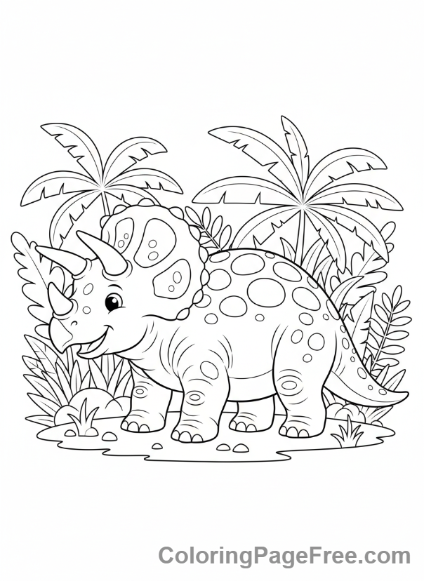 Triceratops coloring page - Triceratops standing tall