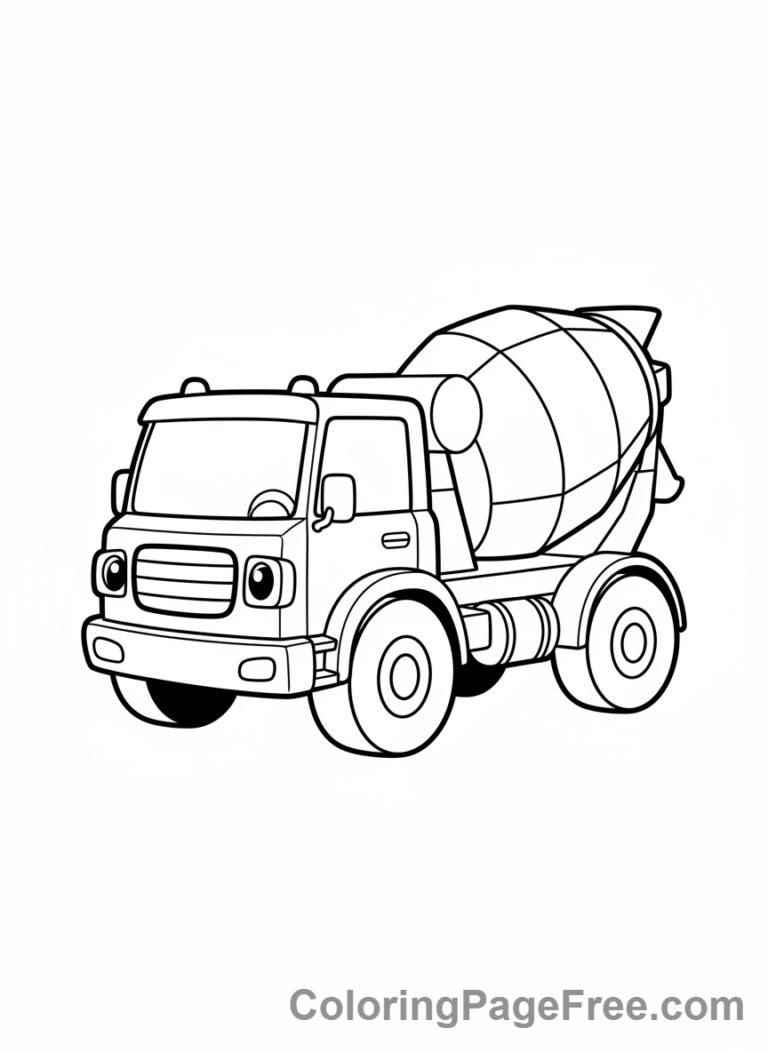 Truck coloring page - Cement Mixer Turning