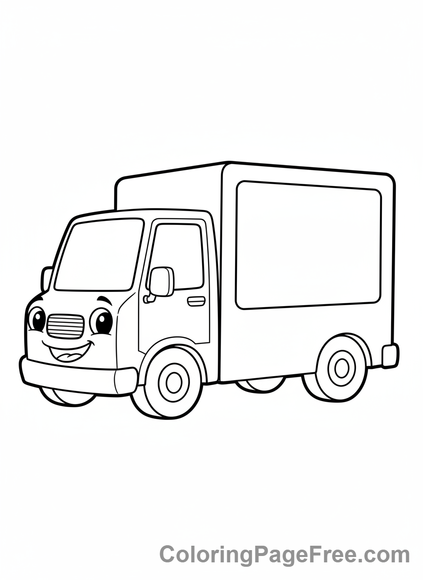 Truck coloring page - Delivery Van Side