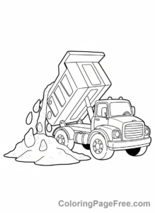 Truck coloring page - Dump Truck Dumping