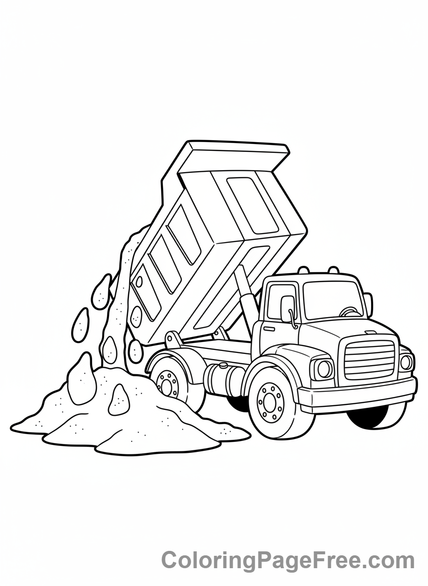 Truck coloring page - Dump Truck Dumping