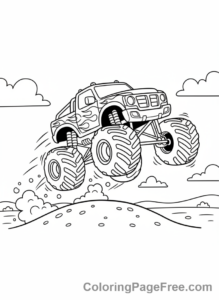 Truck coloring page - Monster Truck Jump