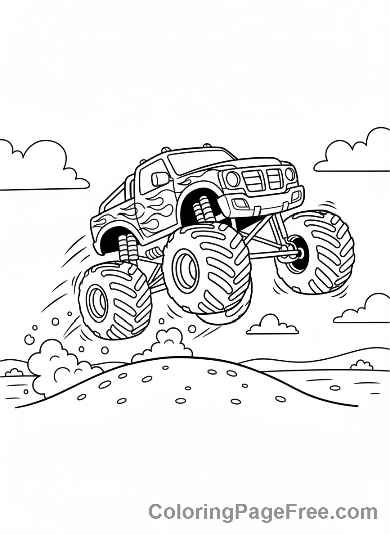 Truck coloring page - Monster Truck Jump